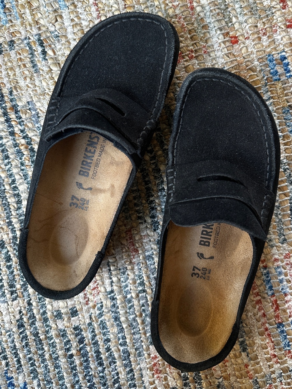Birkenstock Naples like new black suede loafer clogs sz 37 medium/narrow